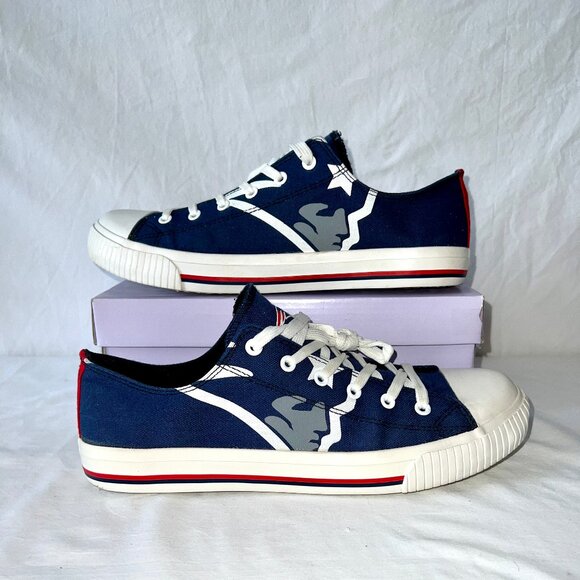 New England Patriots Men's FOCO Low Top Canvas Sneakers, Size 10, EUC! - Picture 1 of 13